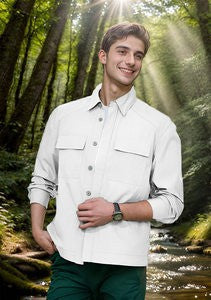 Street-Wave Men's Shirt Jacket With Functional Pockets And Breathable Fabric, Versatile Everyday Outerwear