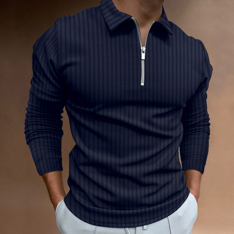 Streetwave Mens Zip Polo Shirt With Stripes Modern Comfortable Polo For Fashion Forward Men
