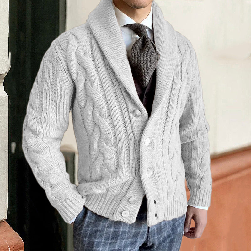 Streetwave Mens Cable Knit Cardigan With Modern Pattern Premium Soft Wool For Stylish Men