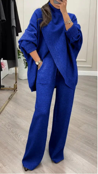 Street-wave Women's Loose Knit Jumpsuit With Wide-Leg Silhouette For Cozy Everyday Style