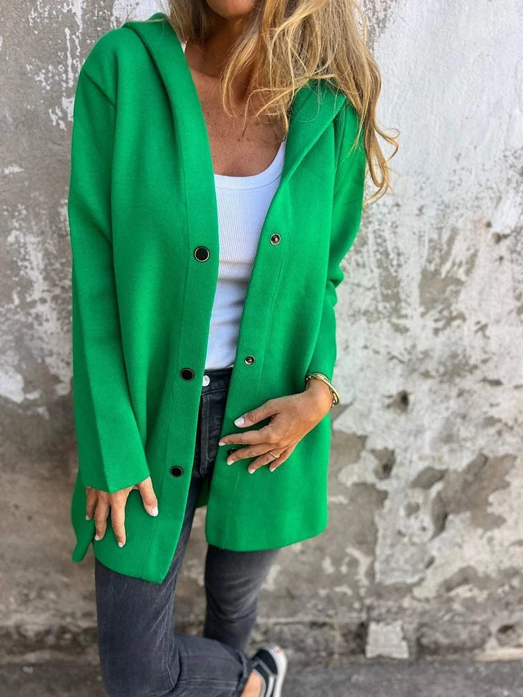 Street-Wave Women Hooded Knit Cardigan Mid Length Cozy Warm All Season Comfort Premium Quality