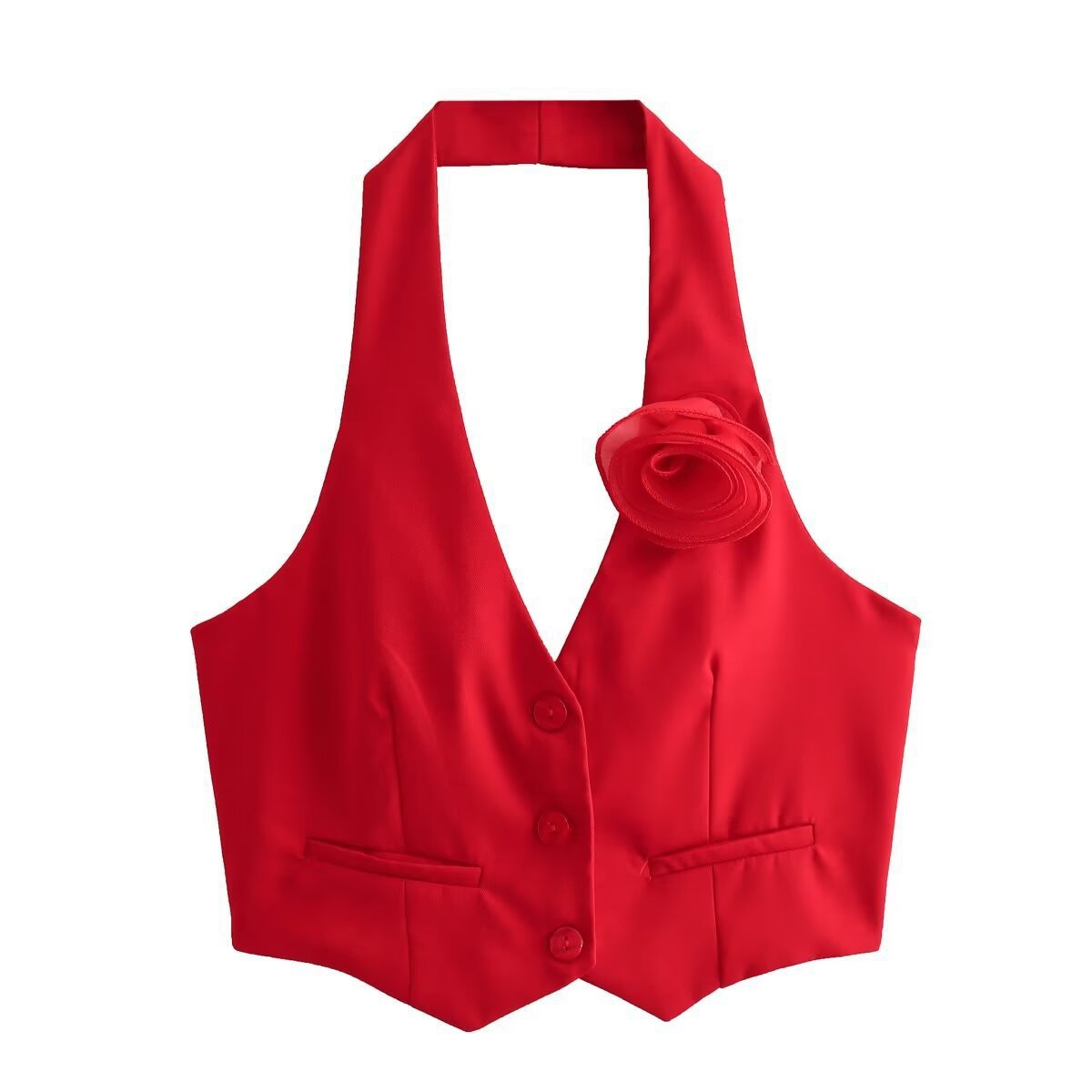 Street Wave Womens Elegant Vest With Floral Applique For Festive Occasions And Evening Wear