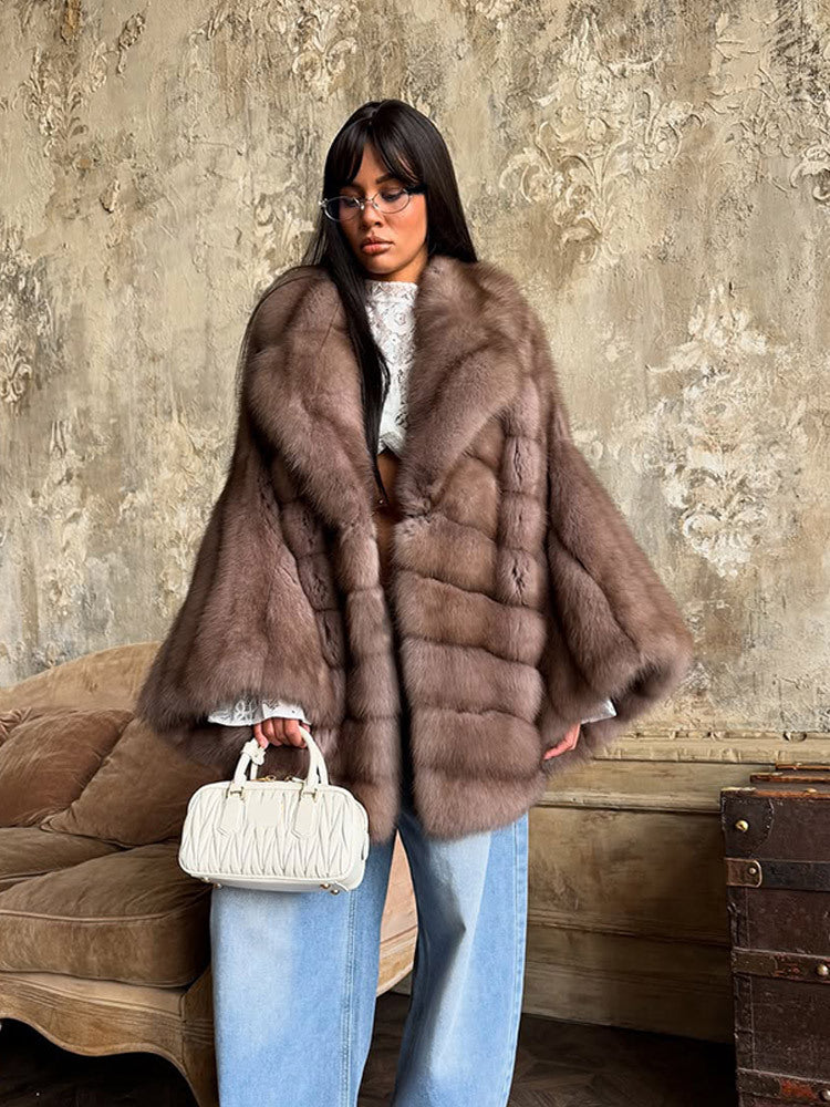 Street-Wave Luxurious Faux Fur Jacket With Wide Silhouette For Women Plush And Fashionable