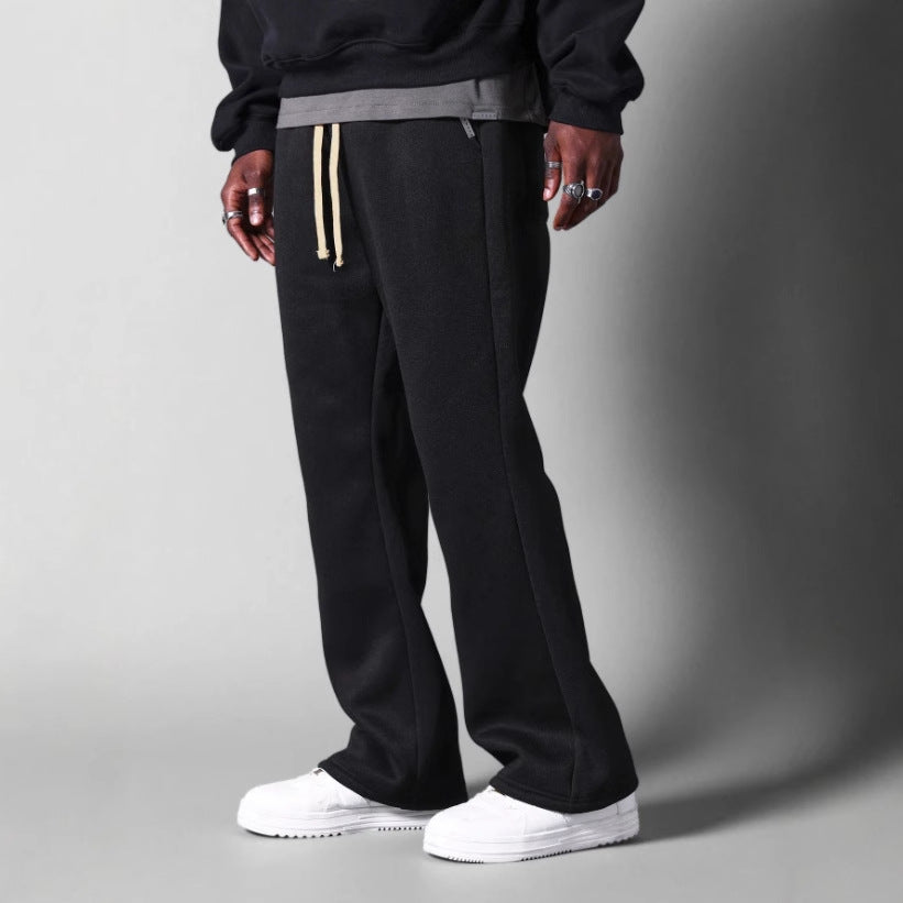 Men's Cotton Fleece Sweatpants Relaxed Fit With Drawstring Waist Side Seam Pockets Grey