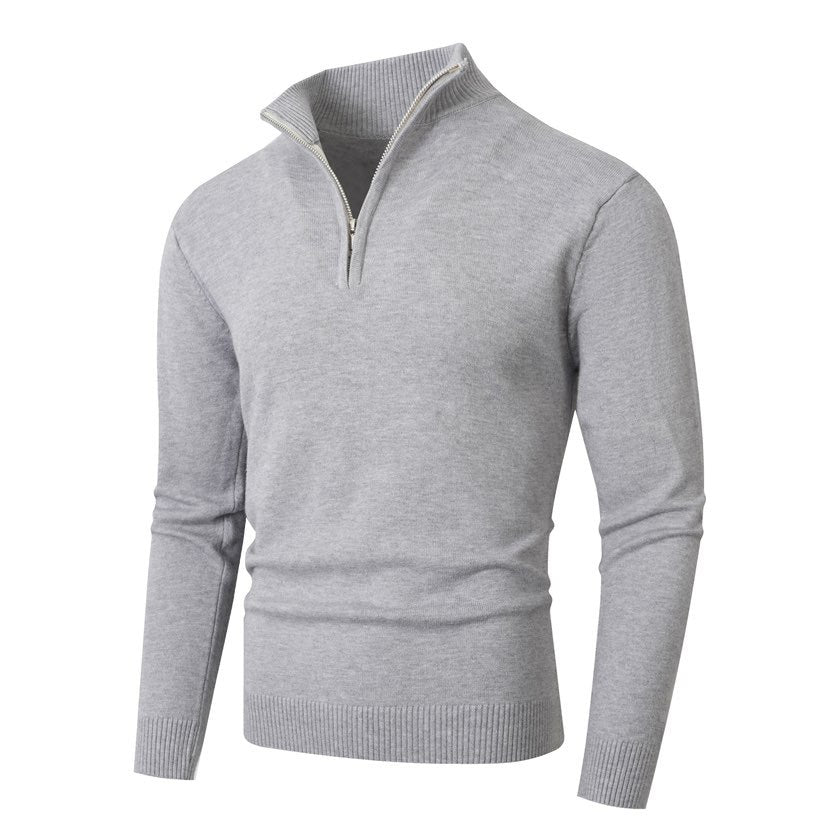 Men's Knit Pullover With Stand Collar And Premium Zip By Streetwave Breathable Cotton Comfort