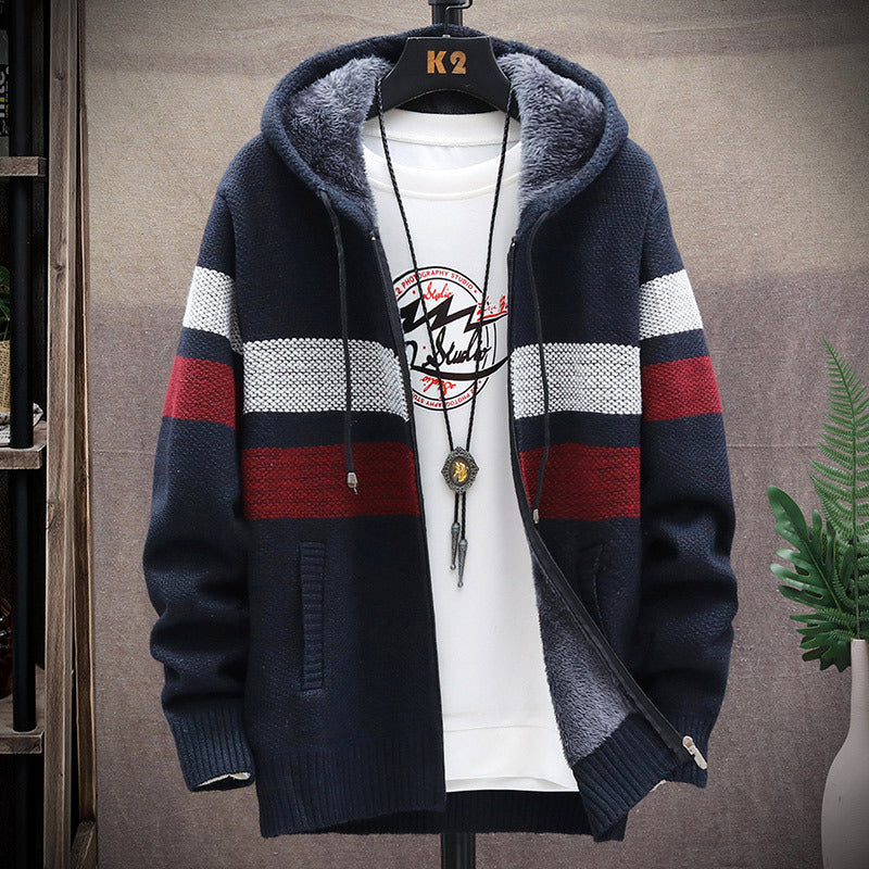 Street-Wave Men Fleece Hoodie With High Collar For Warmth And Comfort Cozy Lining For Everyday Wear