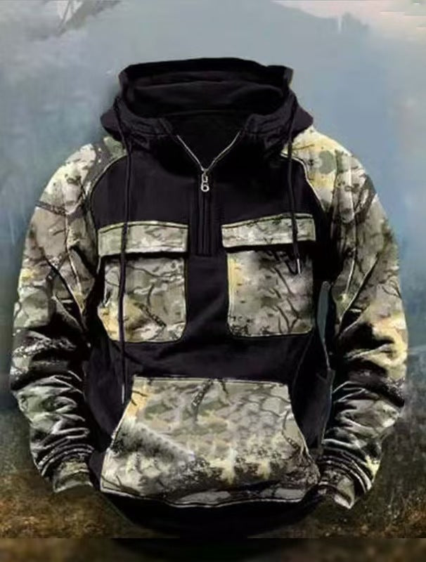 Street-Wave Men's Camouflage Functional Hoodie Pullover for Outdoor Adventurers Breathable Comfort