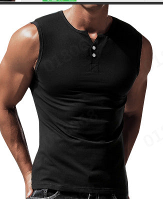Mens Tank Top With Balanced Fit And Snap Buttons Streetwave Breathable Cotton Blend For Casual Summer Wear