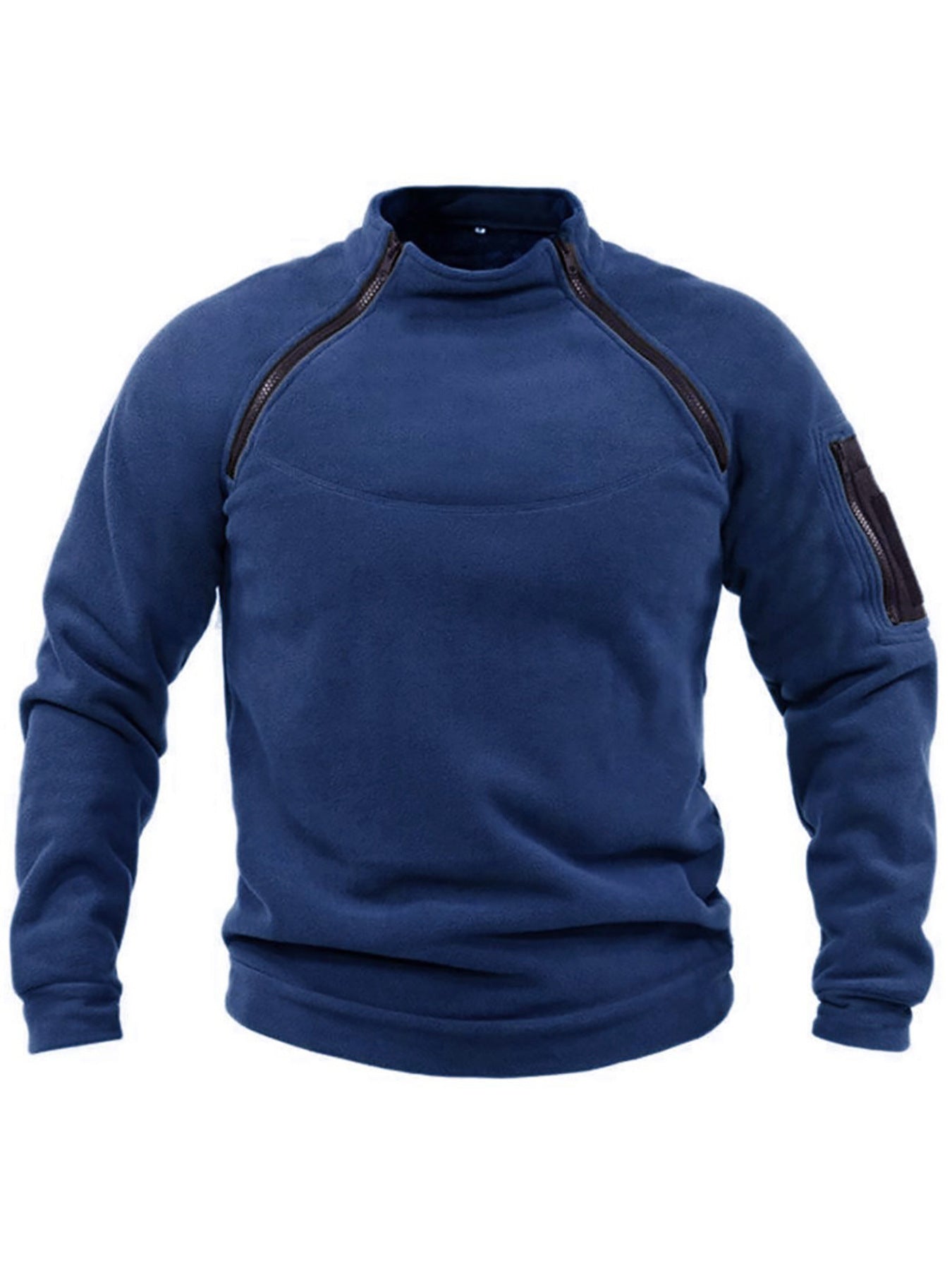 Street-wave Men's Thermal Fleece Pullover With High Collar And Zipper Pocket For Cold Weather Comfort