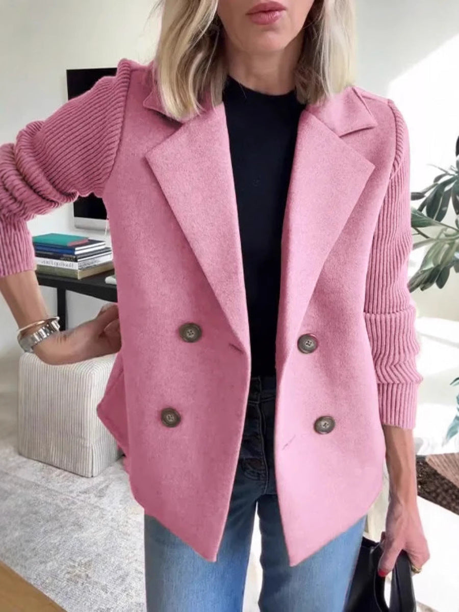 Street-Wave Women Double Breasted Blazer Jacket With Structured Sleeves Chic Officewear