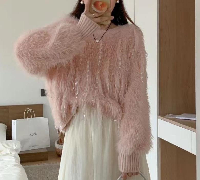 Street-wave Fluffy Knit Sweater for Women with Unique Details, Cozy Luxe Comfort