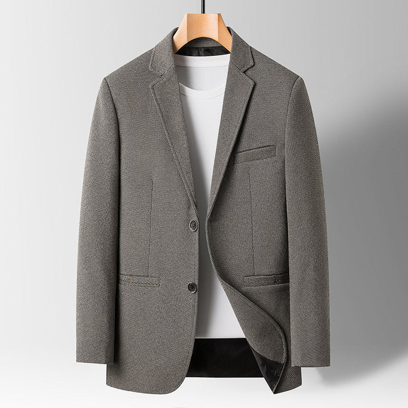 Men's Woven Blend Blazer With Tailored Fit Notched Lapel Hip Length Street-Wave Fall Collection