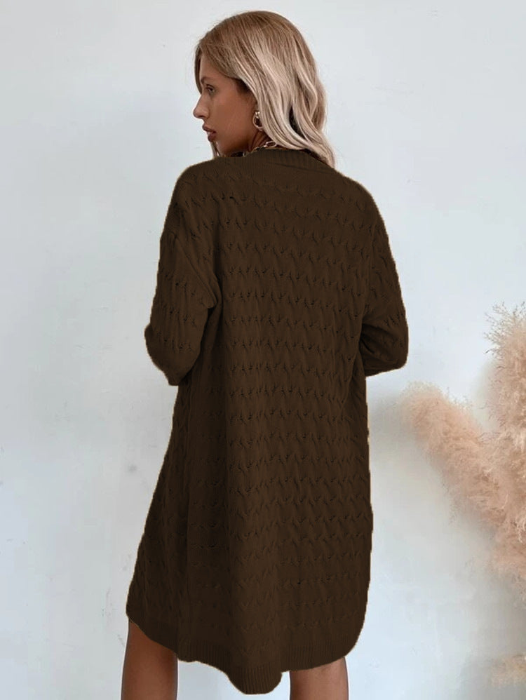 Street-Wave Womens Oversized Knit Coat With Textured Pattern Cozy Relaxed Fit Everyday Winter Wardrobe Essential