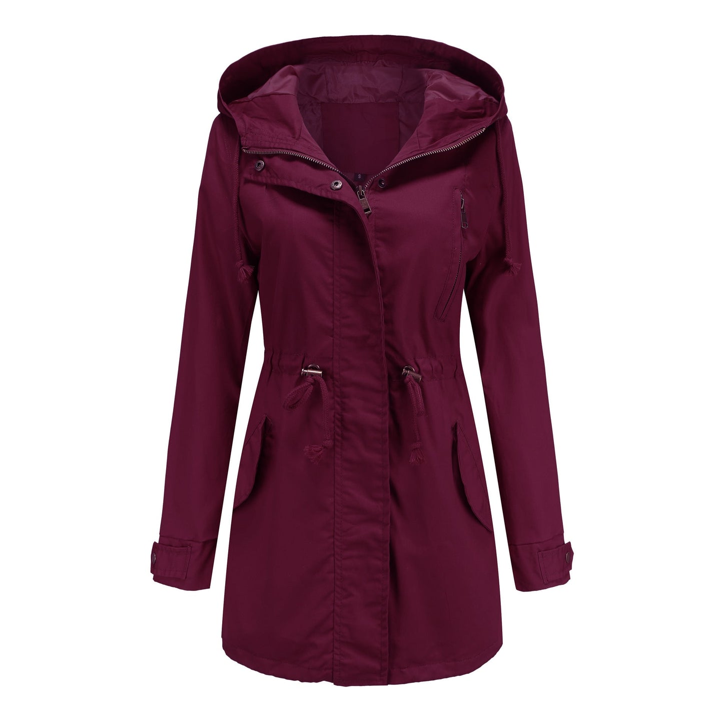 Streetwave Womens Functional Jacket With Adjustable Waist And Zipper Water Repellent Breathable All Weather Coat