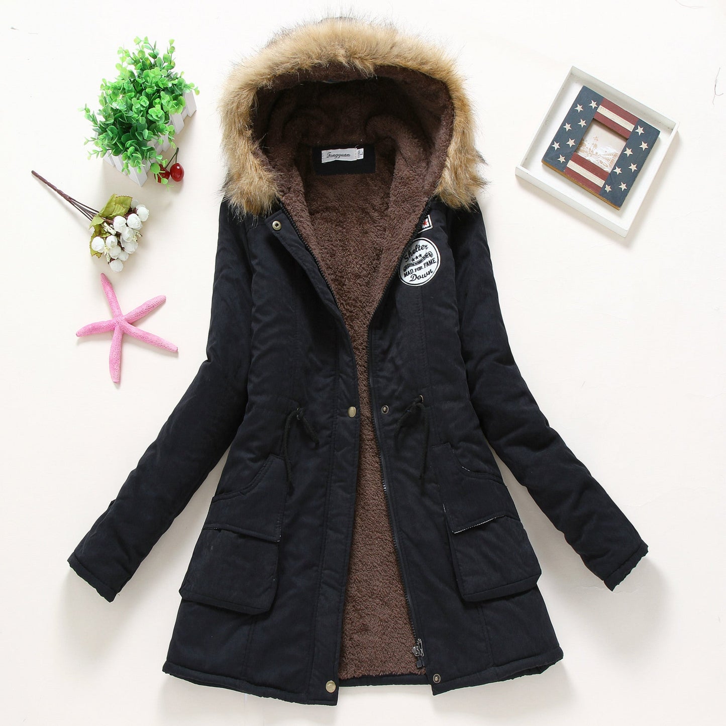 Street Wave Womens Quilted Parka With Hood And Faux Fur Lining UltraWarm Insulated Winter Coat For Cold Weather