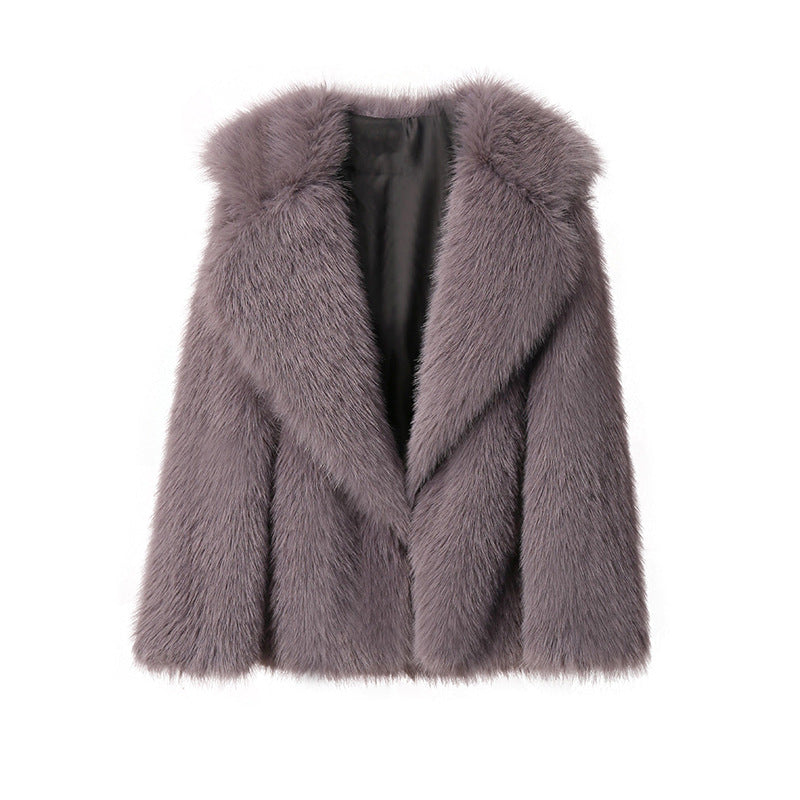 Street-wave Luxurious Faux Fur Coat For Women With Cozy Plush Comfort And Chic Lapel