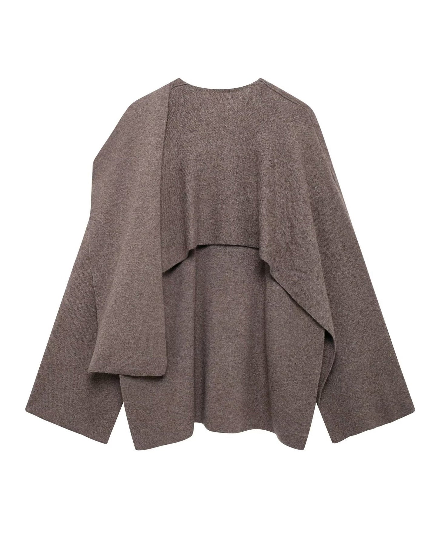Street Wave Knit Shawl Coat With Draped Scarf Detail For Women Elegant Cozy Warmth