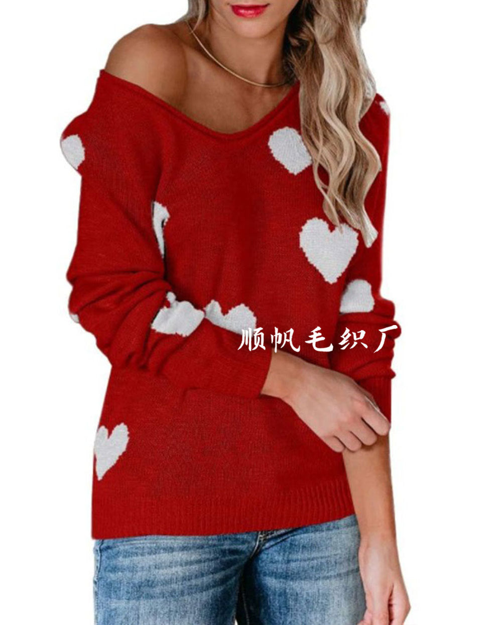 Street Wave Melody Heart Pattern Sweater Cozy Unisex Knit