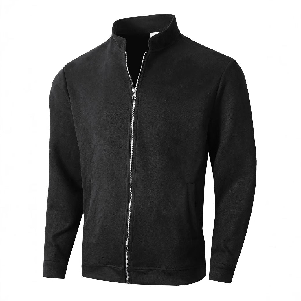 Street Wave Mens Fleece Jacket Stand Collar With Side Pockets Premium Warmth For Men