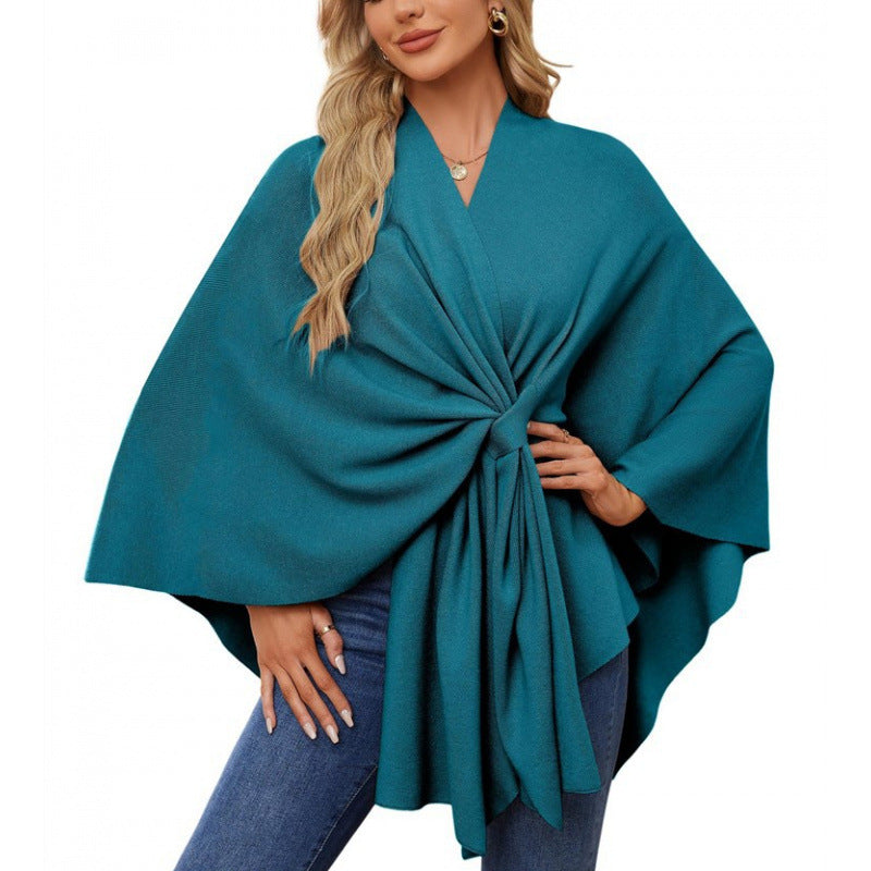 Streetwave Wrap Coat With Knot Tie Front Elegant Draped Silhouette For Stylish Women