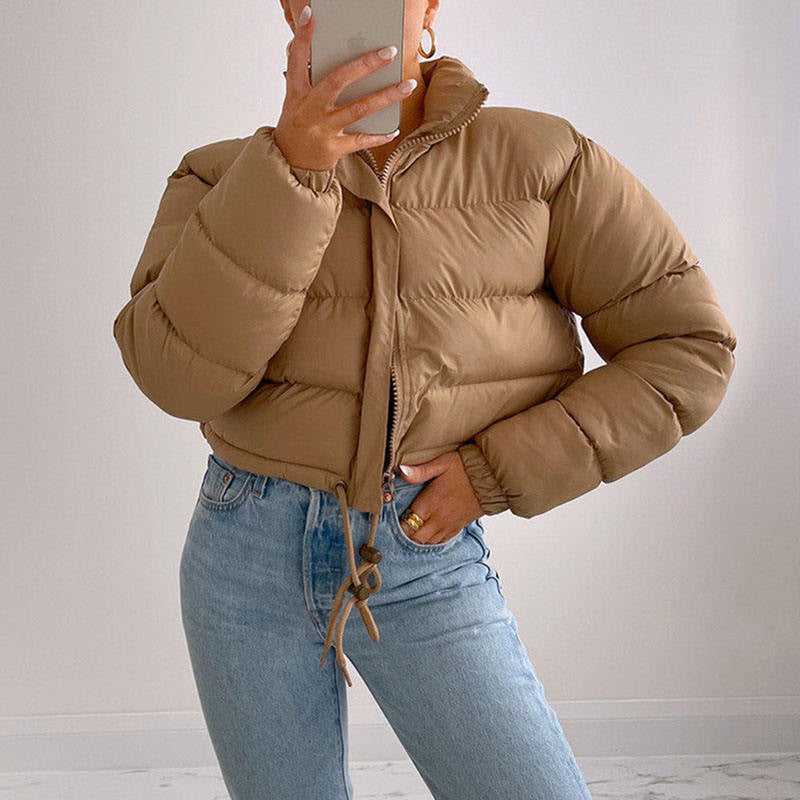 Street Wave Women's Cropped Puffer Jacket With Premium Warmth Insulation For Chic Cold Weather