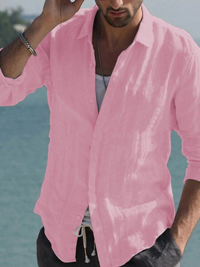 Street-wave Men's Linen Shirt Breathable Lightweight Relaxed Fit For Summer Casuals
