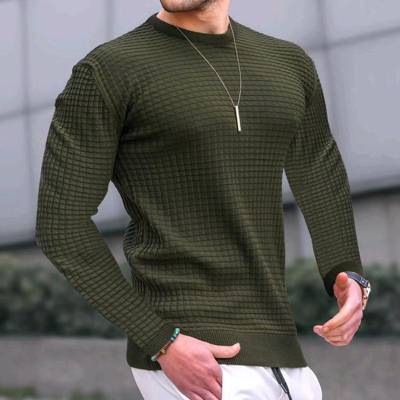 Street-Wave Mens Elegant Textured Knit Sweater With Structured Surface For Modern Men
