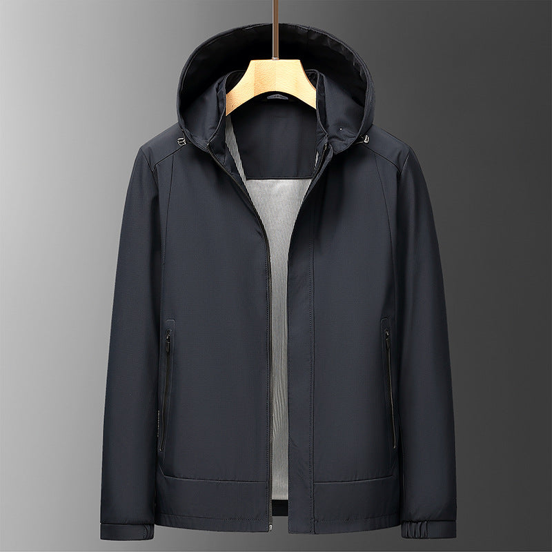 Nordisk Flair Mens Hooded Jacket Relaxed Fit Water Resistant With Zippered Pockets Banded Cuffs