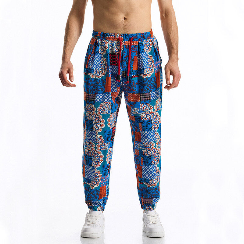 Street-wave Patchwork Joggers for Men with Breathable Comfort All Day Relaxed Fit