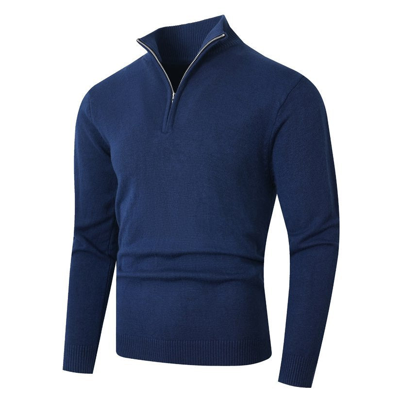 Men's Knit Pullover With Stand Collar And Premium Zip By Streetwave Breathable Cotton Comfort
