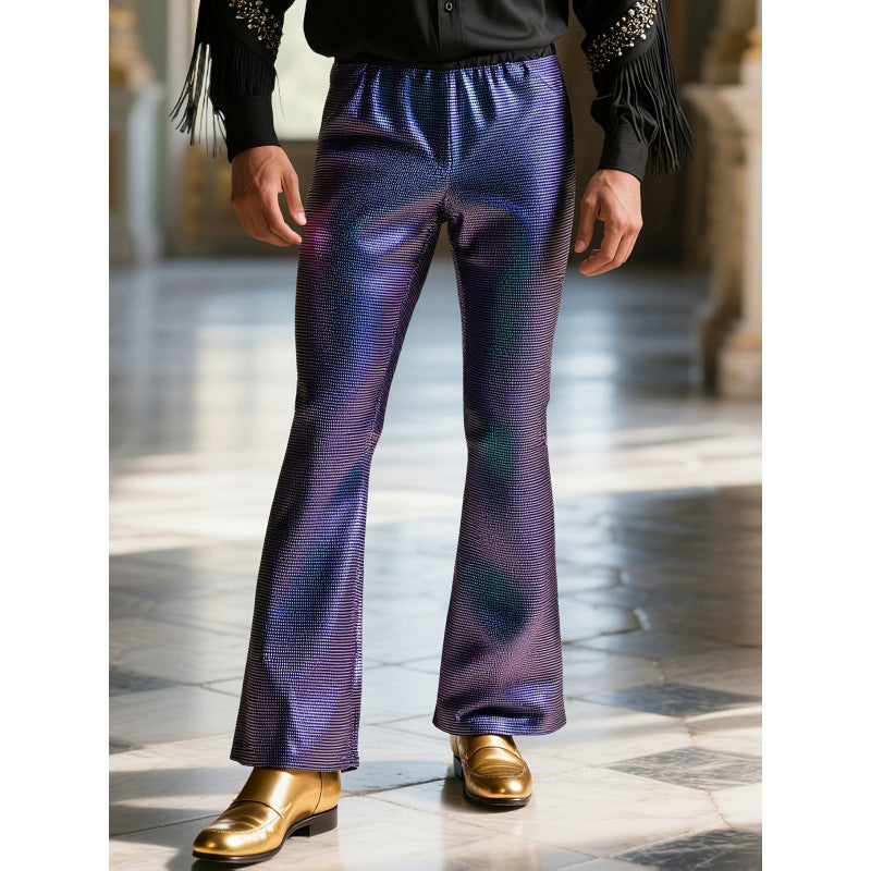 Street-Wave Mens Glitter Disco Pants With Wide Leg And Elastic Waistband For Showstopping Party Nights