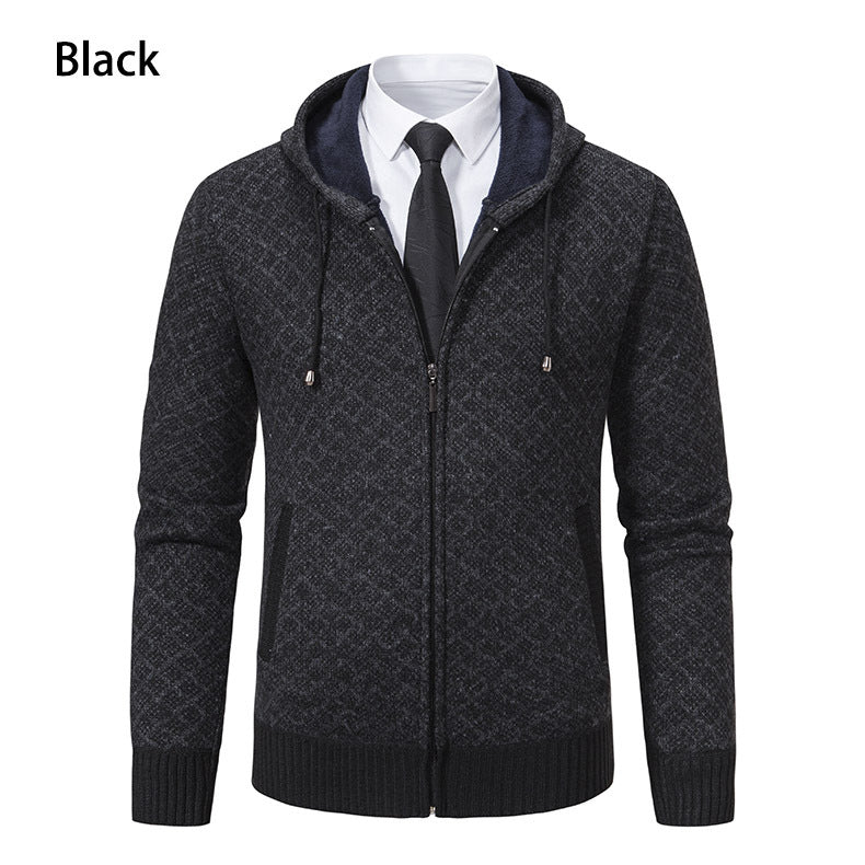 Street Wave Mens Patterned Zip Hoodie Sweatshirt With Hood Breathable Cotton Blend For Smart Casual