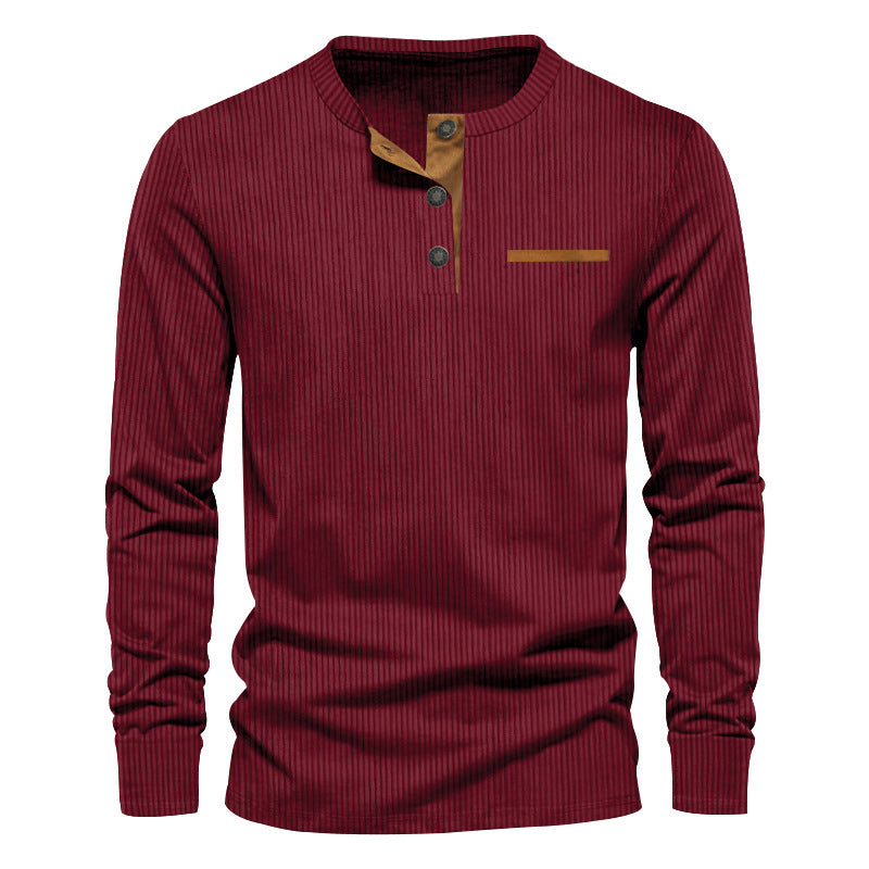 Men's Long Sleeve Shirt With Structured Design And Button Details By Street-Wave