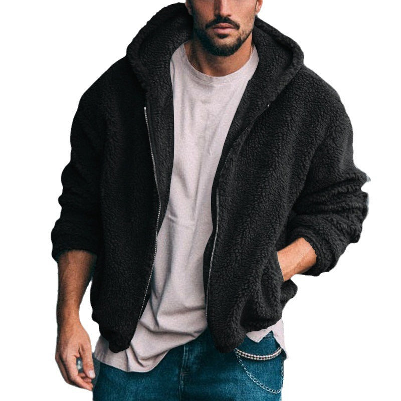 Street-Wave Men's Ultra-Soft Fleece Jacket With High Collar Zipper For Warm Comfort