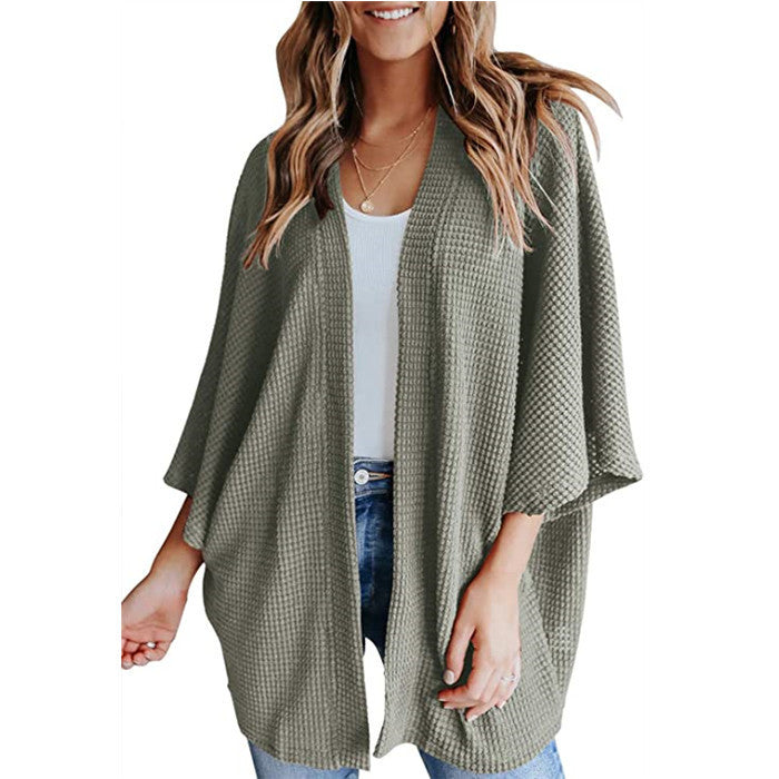 Street-Wave Women's Waffle Knit Cardigan Cozy Versatile Everyday Layer Perfect for Casual Wear