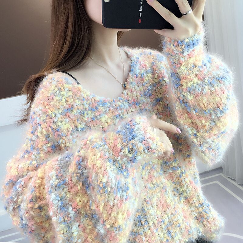 Streetwave Women's Cozy Boucle Knit Pullover Soft Oversized Casual Sweater For Everyday Comfort