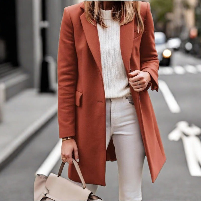 Street Wave Women Long Coat Casual Elegant Overcoat For Modern Style And Comfort