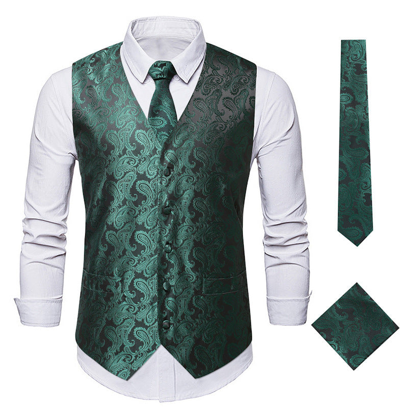 Streetwave Paisley Waistcoat For Men With Matching Tie And Pocket Square Elegant Formal Vest