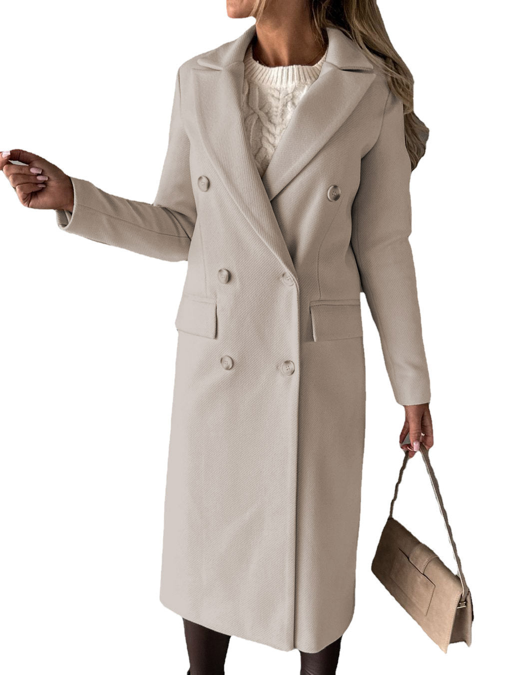 Street-Wave Women Trench Coat Double-Breasted Button Front With Practical Pockets Timeless Elegance