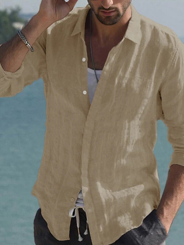Street-wave Men's Linen Shirt Breathable Lightweight Relaxed Fit For Summer Casuals