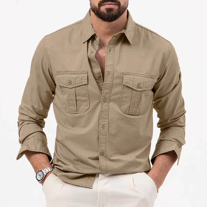 Street Wave Men's Breathable Cotton Blend Shirt With Double Stitched Pockets For Everyday Style