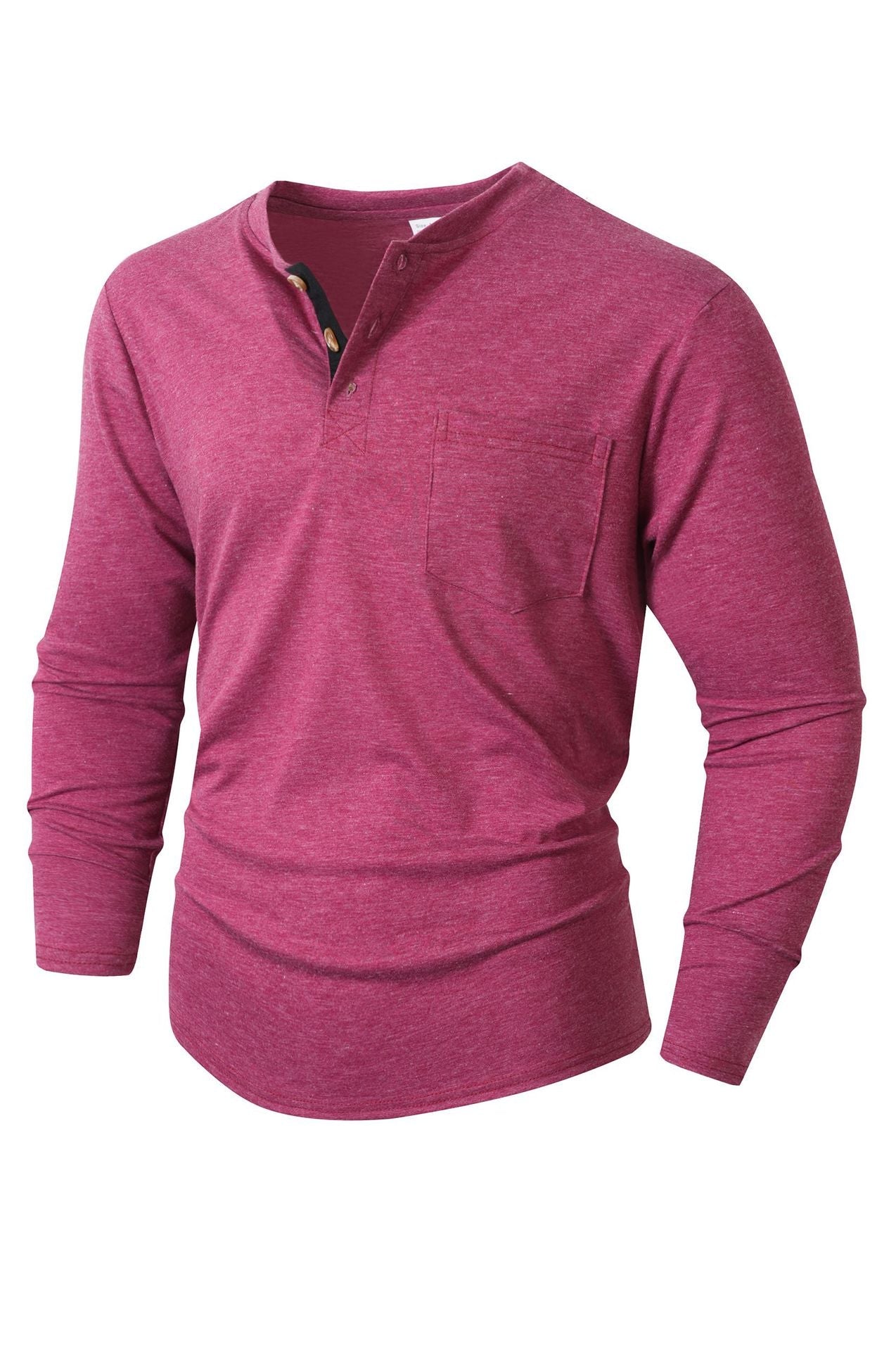 Street Wave Men Henley Shirt Long Sleeve Comfort Fit Soft Cotton For Everyday Wear