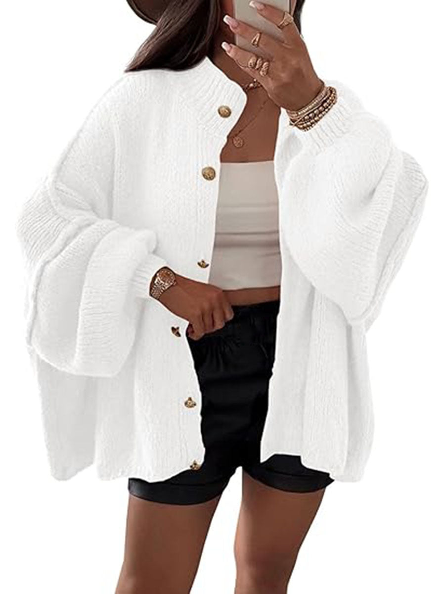 Street Wave Fluffy Knit Cardigan Women Cozy Wool Blend With Oversized Sleeves For Fall