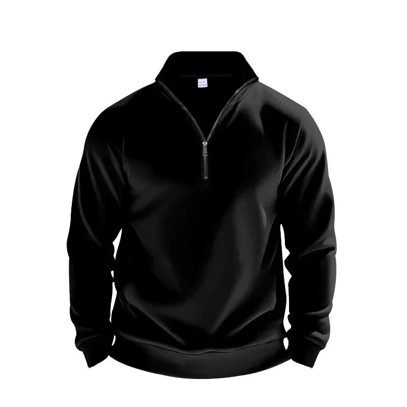 Men's Half Zip Sweater Brushed Knit Relaxed Fit Mock Neck Ribbed Trim Nordisk Flair