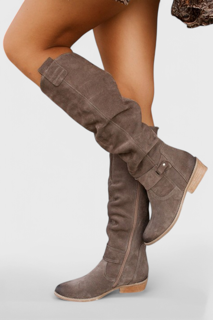 Women's Retro-Inspired High Boots with Classic Design and Sturdy Sole