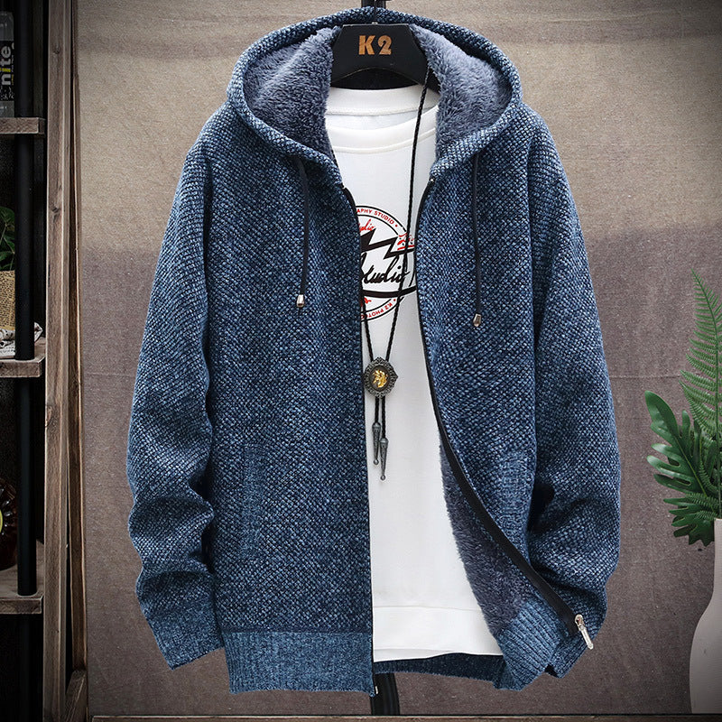 Street-wave Mens Cozy Fleece-Lined Hooded Jacket For Stylish Comfort In Cool Weather