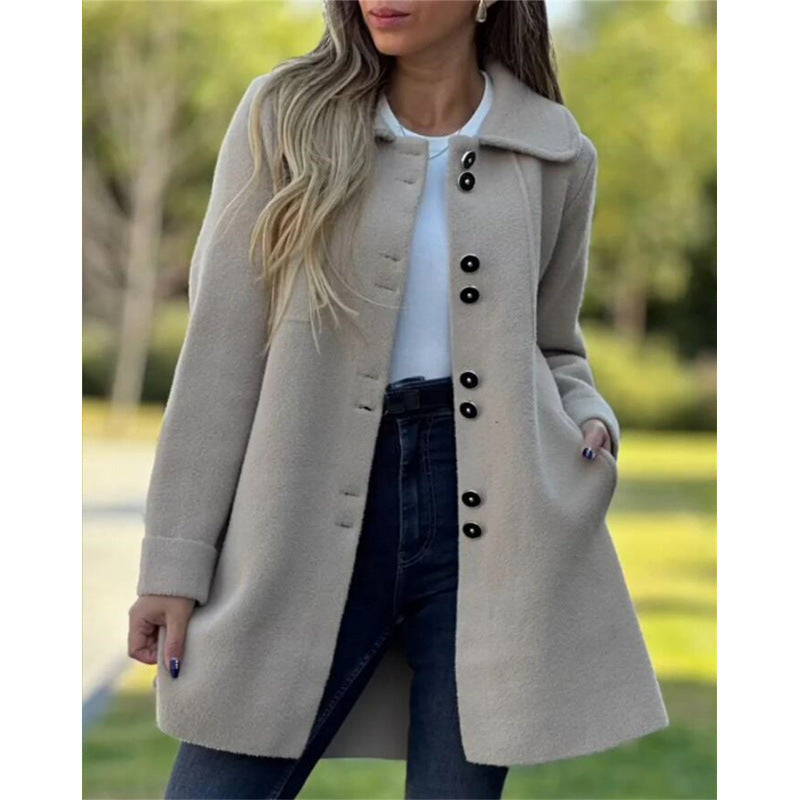 Street-wave Wool Coat For Women Tailored Fit Chic Warmth