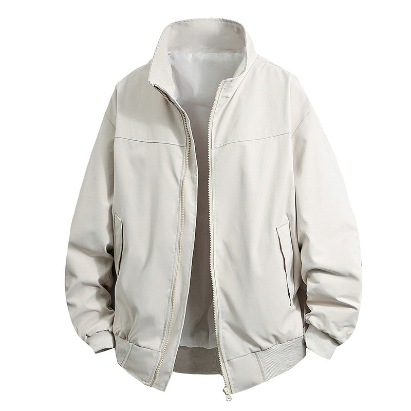 Street-Wave Mens Transitional Jacket With High Collar And Zip Pockets For All Weather City Wear