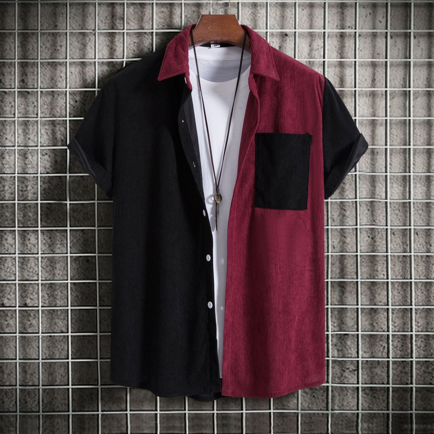 Street-Wave Breathable Textured Short Sleeve Shirt For Trendsetting Men Modern Design