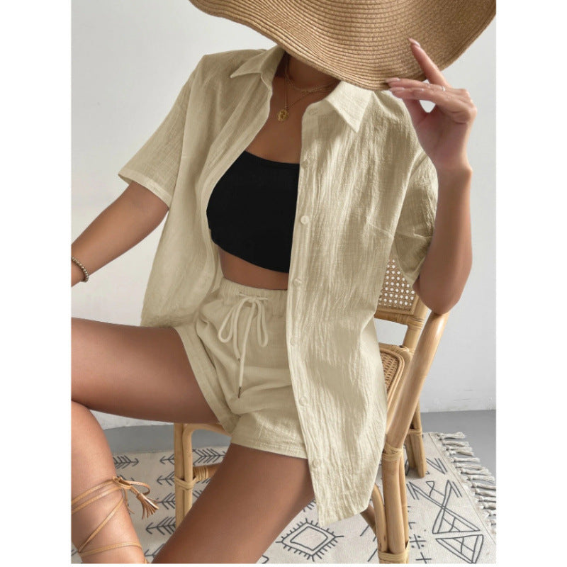 Street-wave Women's Loungewear Set Chic Lightweight Breathable Shirt And Shorts For Everyday Comfort